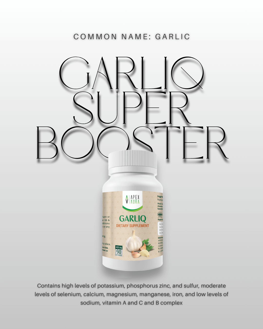 Garlic Super Booster – Premium Ayurvedic Supplement Bottle.