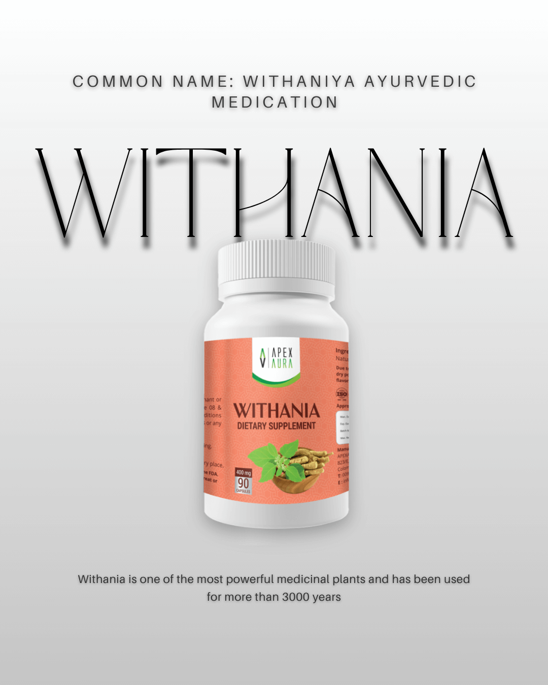 Withania – Premium Ayurvedic Supplement Bottle.